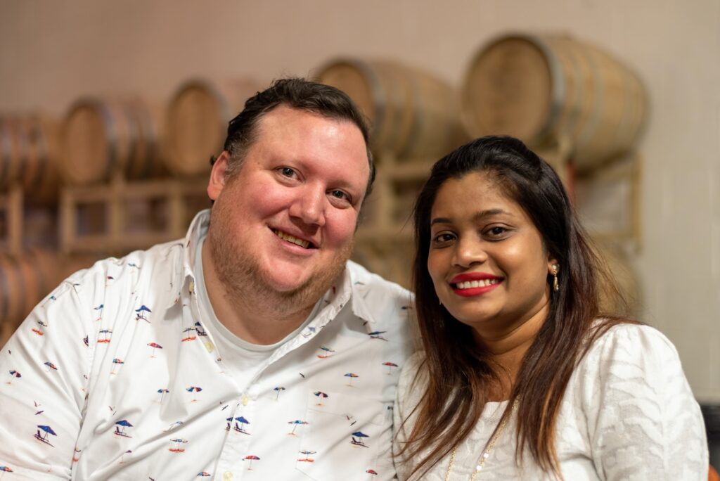Happy young interracial couple
